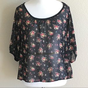 Forever 21 black small floral sheer Hi-low